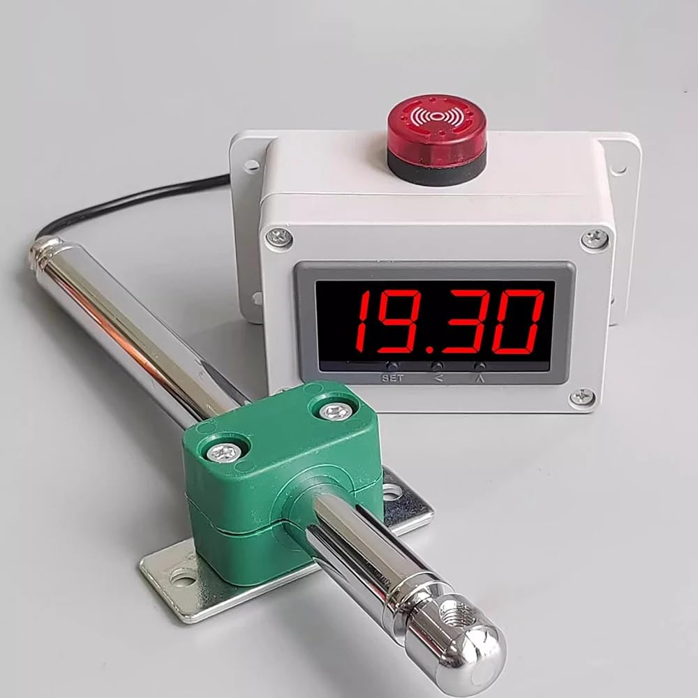 Toplionace Medidor de Flujo de Aire para Conductos con Pantalla Digital de 0-30 M/S y Alarma, Anemómetro Térmico Industrial de Velocidad del Viento para HVAC