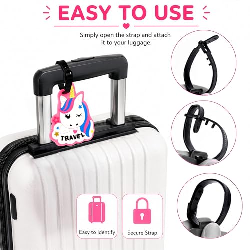 Image of Storite Silicone Luggage Tags | Cute Character Tag with Black Strap