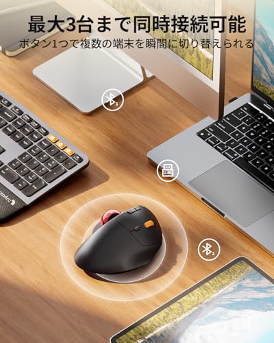 【Amazon.co.jp限定】ProtoArc EM04 トラックボールマウス 静音 Bluetooth/USB接続 3台同時接続 マウス トラックボール 無線 USB-C充電式 5段階DPI切替 進む/戻るボタン搭載 親指操作 Windows/Mac/iOS/Android対応 レッド