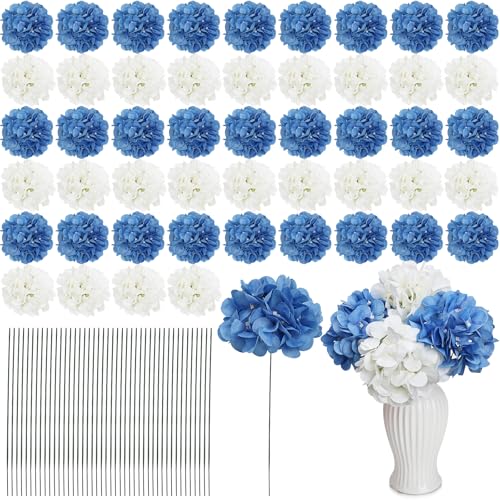 Nagobi Blue White Hydrangea Artificial Flowers Silk Hydrangeas Bulk 104 PCS
