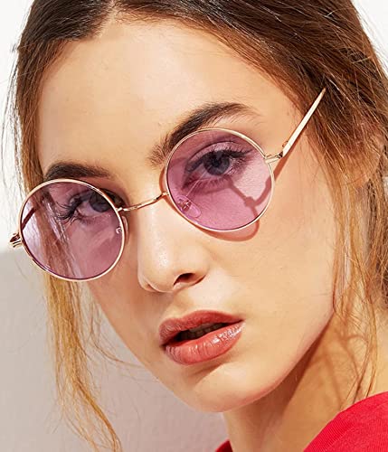 Red Lens Circle Glasses Small Round Polarized Sunglasses for Women Men Retro Hippie Style Circle Sun Glasses2