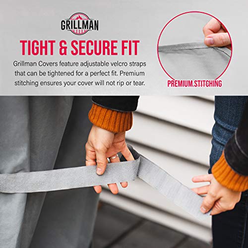 Grillman Barbeque Grill Cover Cover fits Weber BBQ Cover, Brinkmann, Outback and More - Small BBQ Cover Waterproof, Rip-Proof, UV Resistant, Heavy Duty Barbecue Cover (152 x 71 x 112 cm), Grey