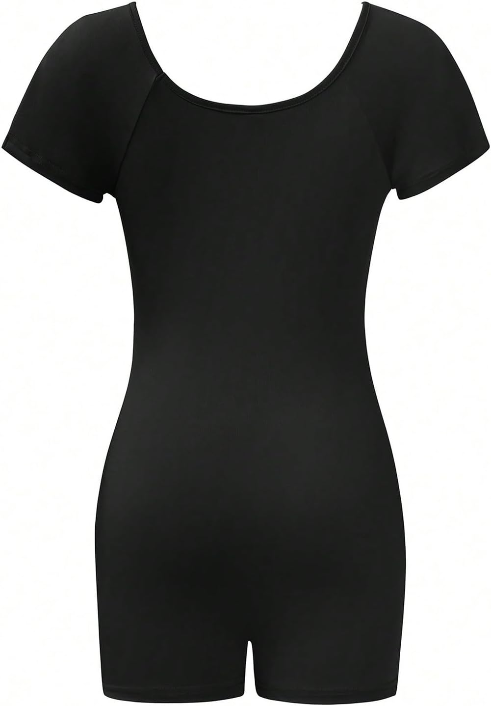WDIRARA Women's Square Neck Short Sleeve Romper Unitards Bodycon Shorts Jumpsuit - Image 2