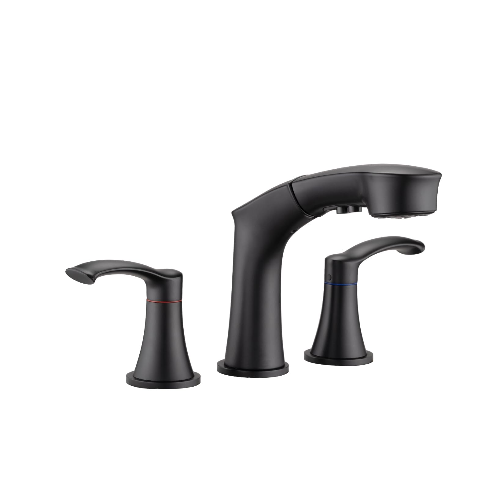 COSZWQDP Widespread Pull Out Sprayer Bathroom Faucet 2-Handle Design Matte Black Finish