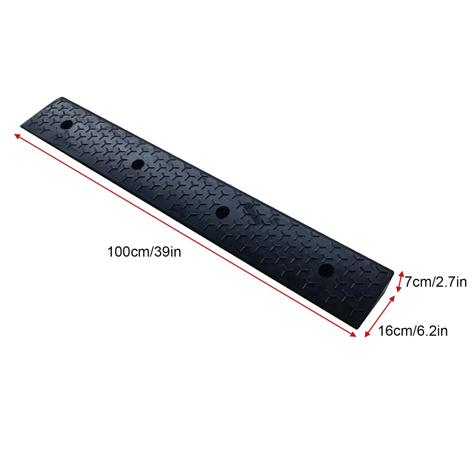 2 Pcs Solid Rubber Driveway Curb Ramps, 0.4-3.9 in High Heavy Duty Threshold Ramps for Driveway Vehicles SUV Truck Forklifts(16 * 7 cm/6.2 * 2.7 in)