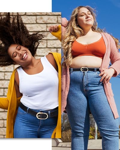 Women's Leather Belts for Jeans Dresses Pants Ladies Belt Bulk with Gold Buckle 5