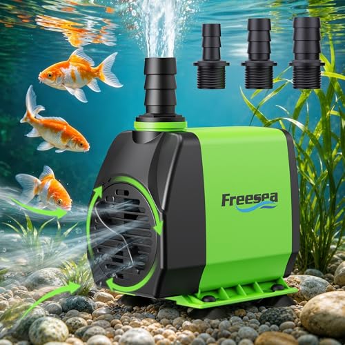 FREESEA Fountain Submersible Water Pump: 800GPH 45W Adjustable Ultra Quiet Aquarium Pump with 3 Nozzles 10ft High Lift for Small Pond | Fish tank | Waterfall | Outdoor | Hydroponics