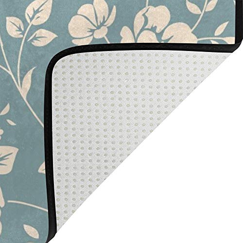 Tapis de sol floral classique bleu en velours corail épais CHEHONG 120x160cm