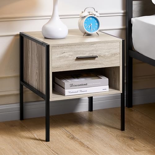 Vida Designs Brooklyn Table de Chevet, Gris, 1 Drawer