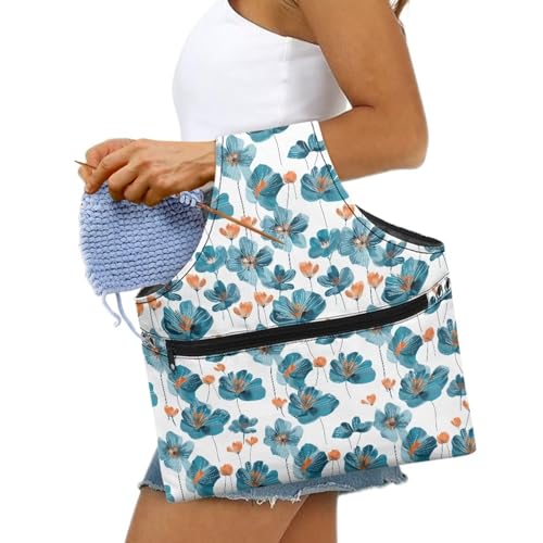 Image of Flower Yarn Bags with Holes for Crochet for Women Knitting Yarn Storage Bag Organizer Large Crochet Organizers and Storage Lightweight Knitting and Crochet Supplies