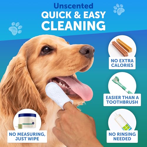 Image of Dental Finger Wipes for Dogs Teeth - 50 Count - Unscented Dog Dental Wipes