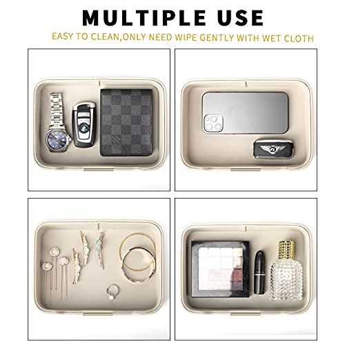 SANZIE-Luxury-Leather-Tray-Desktop-Storage-Catchall-Organizer-Decorative-Tray-for-Entryway-Table-to-Hold-Jewelry-Watch-Cosmetics-Keys-Phone-Wallet-Home-Office-Accessories-Grey
