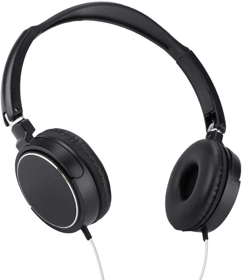 cigemayFoldable Wired Headset,Stereo HiFi Compact Over Ear Headphones,Support All External LINE-IN Audio Input,TF Card Input,with Skin-Friendly Earmuffs Pads(Black)