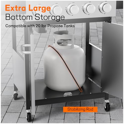 Image of Veralune 5 Burner Propane Gas Grill with Side Burner, Stainless Steel Barbeque Grill, Outdoor BBQ Grill, for Backyard, Patio, Garden Cooking