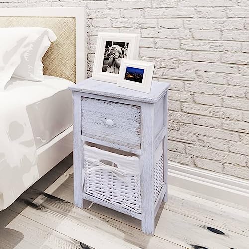 Nqyjm Mesita de Noche de Madera Blanca Mesita Auxiliar para Salon y Dormitorio Estilo Moderno