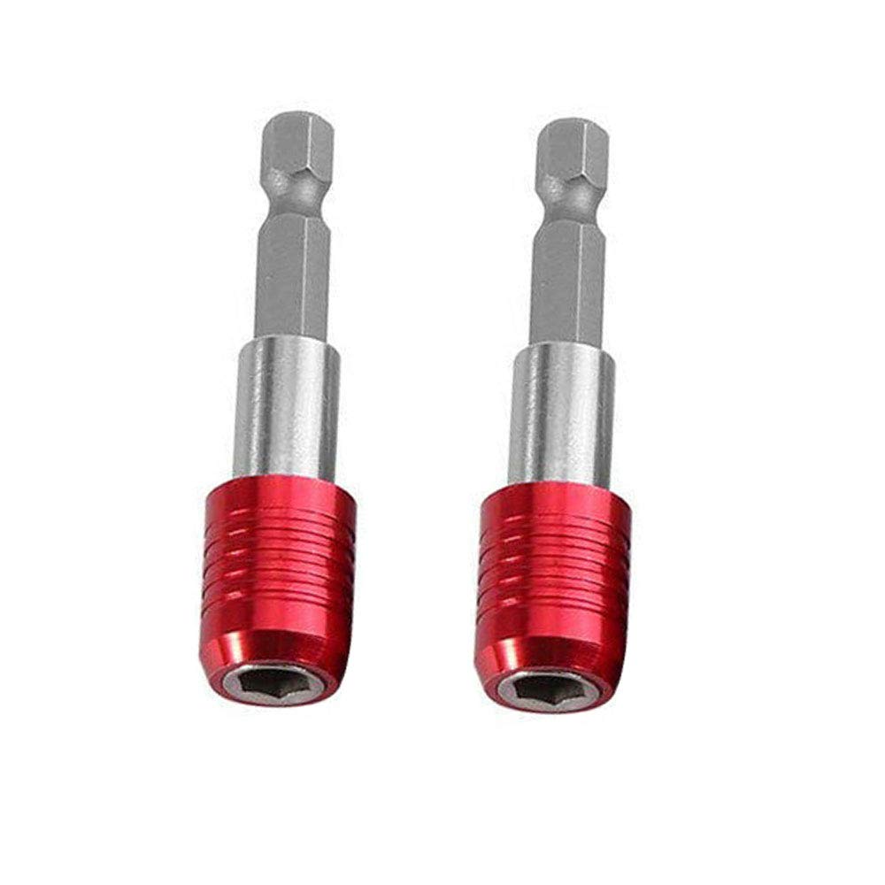 2Pcs 1/4" Hex Shank Magnetic Screwdriver 60mm Quick Release Extension Bit Holder