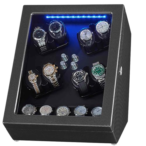 JXCCA Soporte de reloj automático para hombres, caja de regalo de reloj para hombres, caja de reloj de madera para hombres, 8 posiciones de bobinado y 5 posiciones de almacenamiento, color