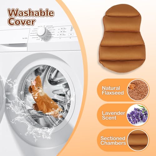 Image of Microwave Heating Pad for Pain Relief, 16 inch x 12 inch Microwavable Heating Pads for Cramps, Back Pain, Neck Shoulder, Muscles, Knee, Joints, Natural Heat Pack Moist Heat, Highland Cow Adorned with Flowers