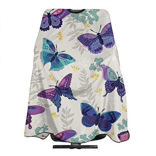 Professional Barber Cape,Polyester Hair Cutting Salon Cape,Water And Stain Resistant Adults Apron,Hairdressers Barbers Cape Gown for Hair Styling Cuts and Colors 55 x 66 inches (Butterflies Flower)