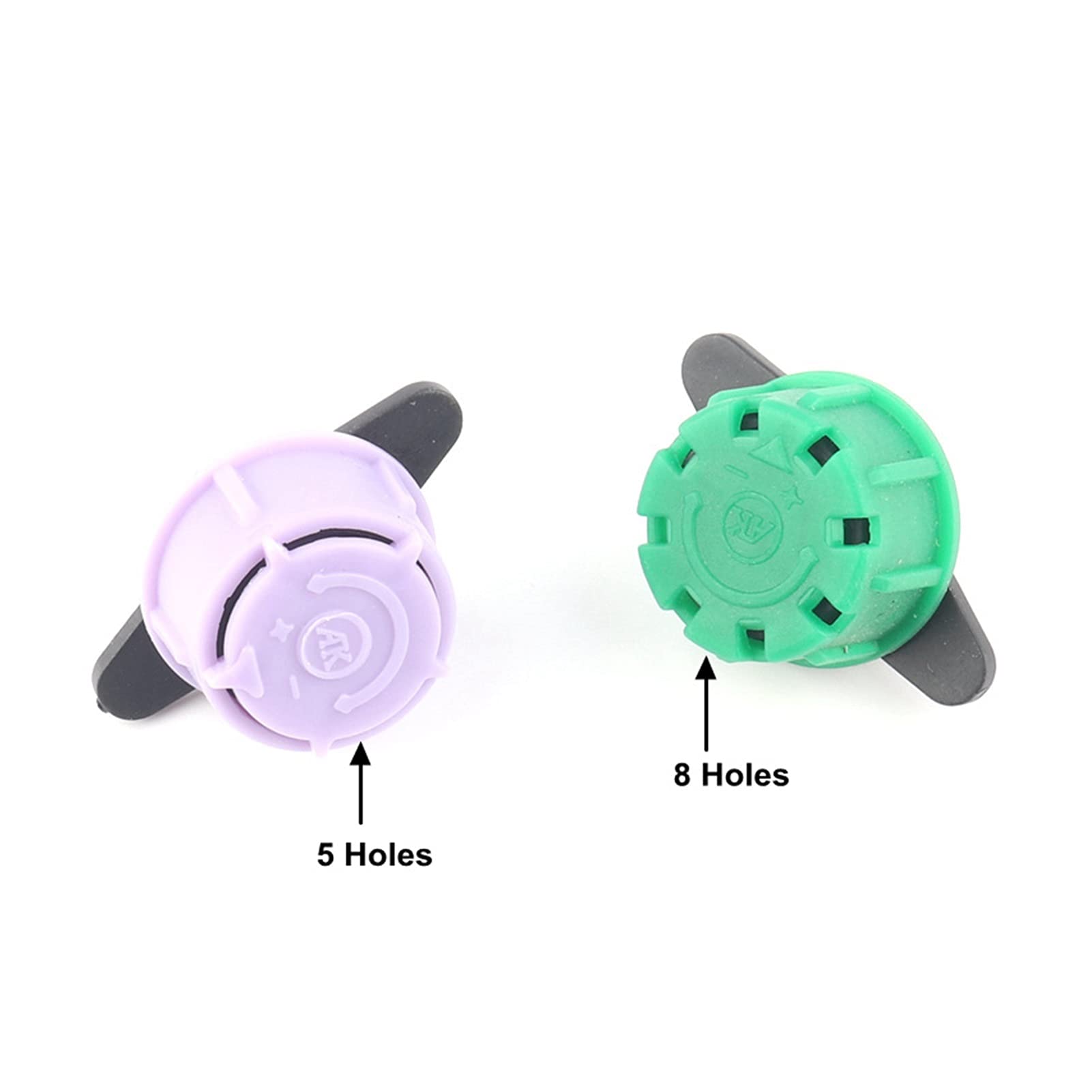 Accesorios del sistema de riego por goteo para jar 100 unids de jardinería Compensación de presión Gotero de 5 orificios / 8 orificios Dulce ajustable Púrpura/Verde Rabilación agrícola Dulce