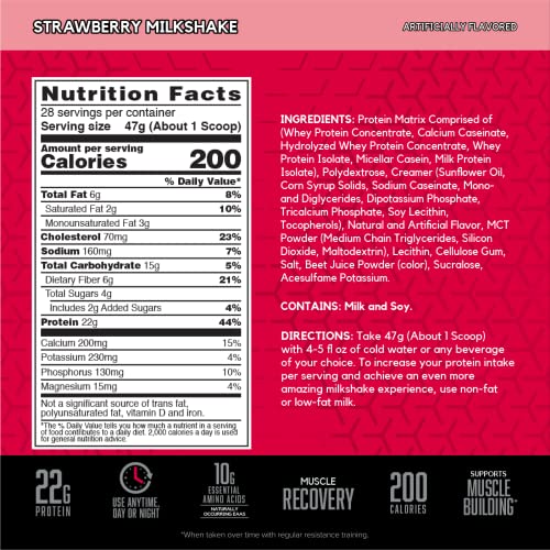 Image of BSN SYNTHA-6 Whey Protein Powder, Strawberry Protein Powder with Micellar Casein, Milk Protein Isolate, Strawberry Milkshake, 28 Servings (Packaging May Vary)