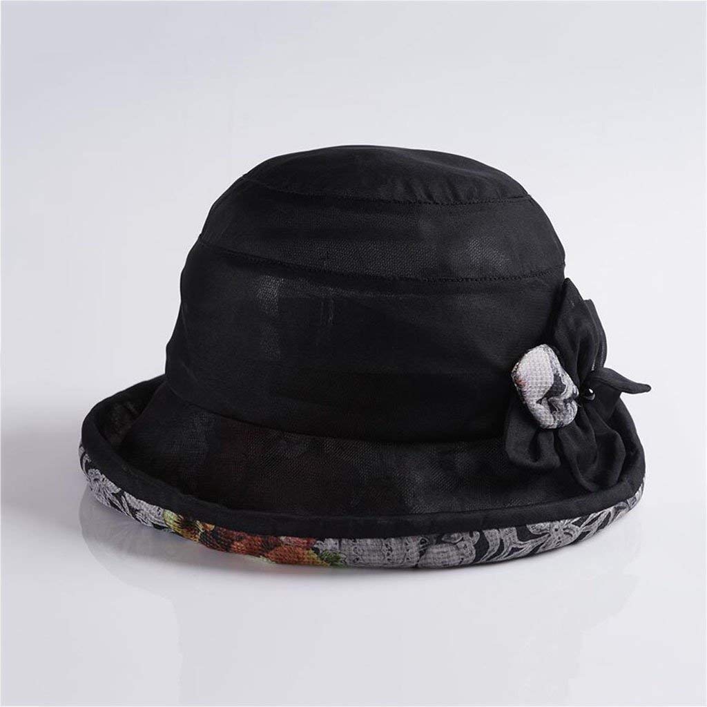MU Viaje al Aire Libre Sombreros para el Sol Primavera y Verano Ms Sombrero Visera de Seda Sombrero de Playa para la Moda Sombrero para el Sol al Aire Libre,Negro