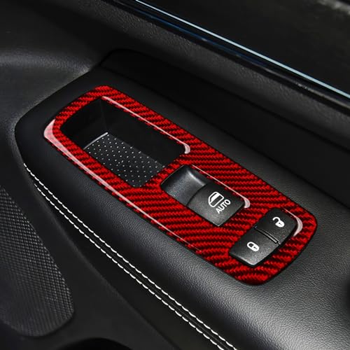 Image of 4 Doors Window Switch Lift Control Decals for 2011-2026 Dodge Durango / 2011-2023 Charger /Chrysler 300 /2011-2021 Jeep Grand Cherokee WK2 Accessories Carbon Fiber Stickers