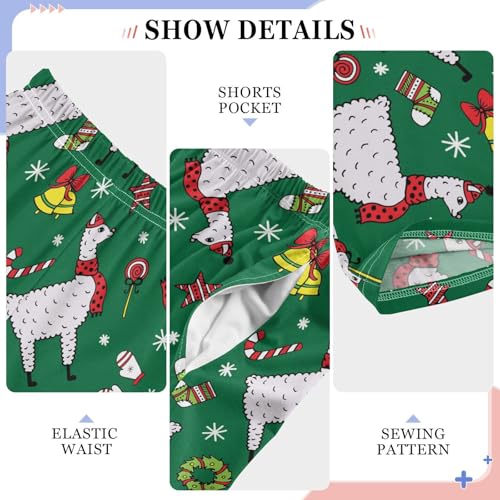 ZZXXB Merry Christmas Llama Snow Boys Long Pants Soft Trousers Elastic Waist Kids Lounge Bottoms with Pockets S-XL4