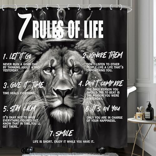 Omifly Lion Quotes Shower Curtain 72Wx72H Inch Man Boy Inspirational