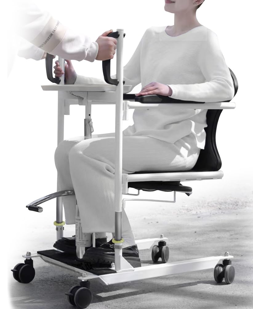 Grúa de Traslado con Asiento Abatible a 180° Silla Hidráulica de Traslado para el Hogar Elevador de Pacientes para el Coche Silla de Ducha para Personas con Discapacidad