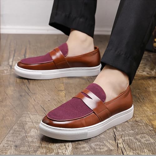 Men's Slip-On Suede Leather Loafers – Lightweight Round Toe Casual Dress Shoes with Metal Buckle, Comfortable Driving & Walking Penny Sneakers2