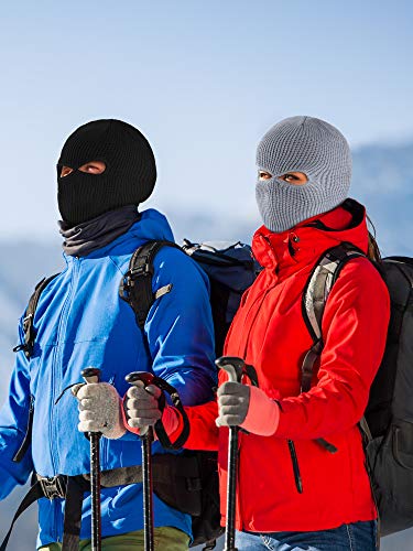 Full Face Cover Knitted Balaclava Face Mask Winter Ski Mask For Winter Adult Supplies (Black, Navy Blue, Gray, 2 Hole) #TOP6