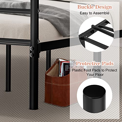 Codesfir Full Size Metal Canopy Bed Frame, Four-Poster Canopied Platform Bed Frame With Headboard And Footboard, Sturdy Metal Slatted Structure, No Box Spring Needed, Easy Assembly, Black #TOP4