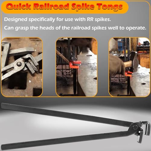 Blacksmith Tongs Quick Railroad Spike Tongs, RR Spike Head Tongs for Holding Railroad Spikes About 38.5cm (15in) Total Long - Image 4