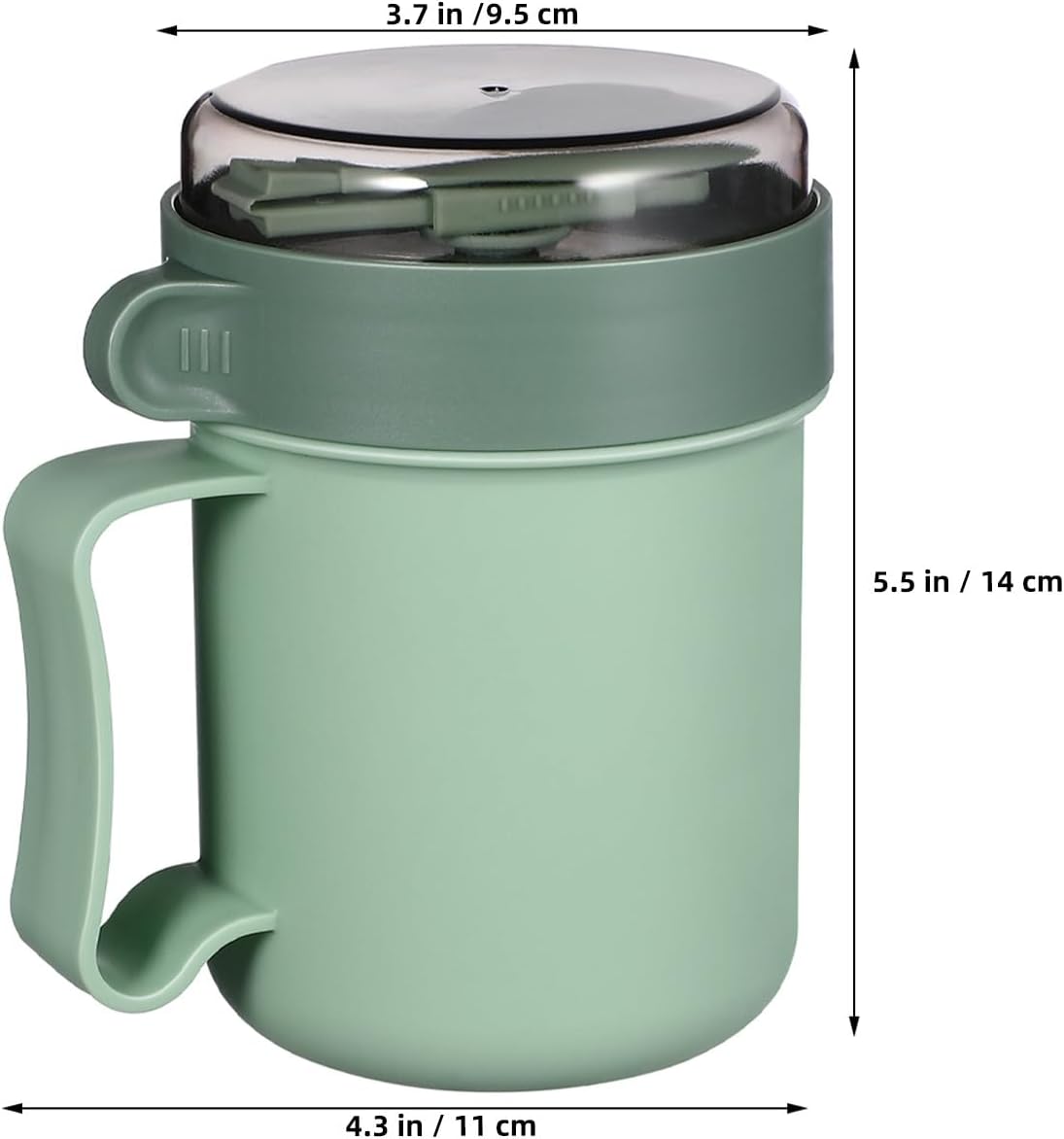 Ipetboom 2pcs Microwave Soup Cup with Lid, 500ML Plastic Cereal Yogurt Mug