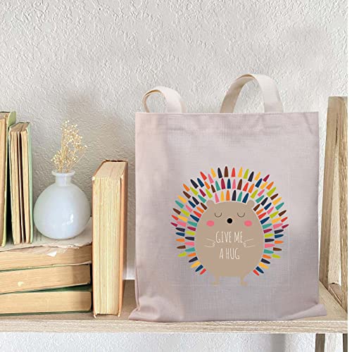 PLITI Hedgehog Gifts For Hedgehog Lovers Hedgehog Owner Gift Give Me a Hug Funny Hedgehog Tote Bag(Give me hug TGU) - Image 3