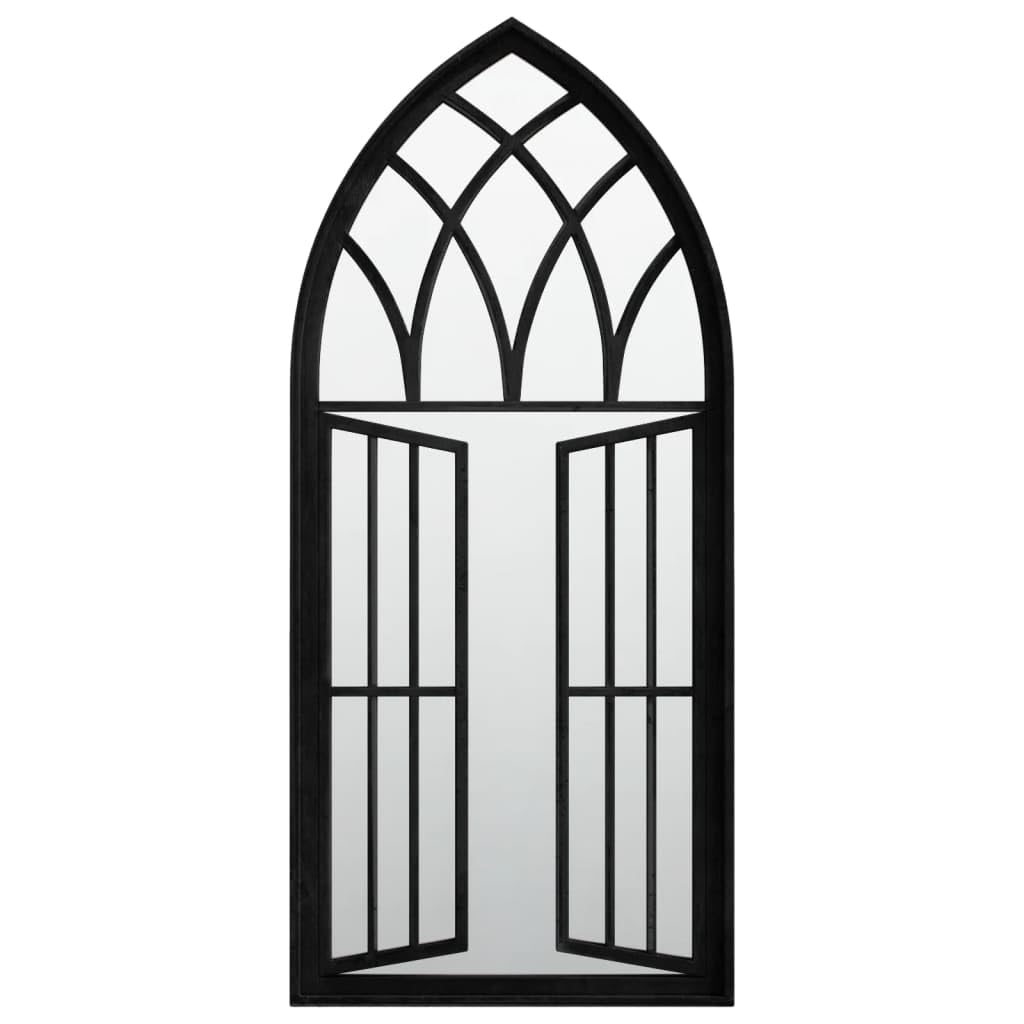Miroir de jardin décoratif en fer effet rouille - 100 x 45 cm - Noir - Miroir mural pour extérieur, décoration de jardin pour grossissement optique et direction de la lumière