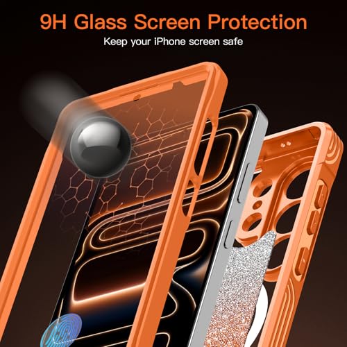 v-Golvin for Galaxy S26 Ultra Case,[Magnetic Stand][Fit for MagSafe][Glitter Card][Built-in 9H+ Screen Protector] Military-Grade Drop Proof Shiny Cover for Samsung Galaxy S26 Ultra,Orange - image 6