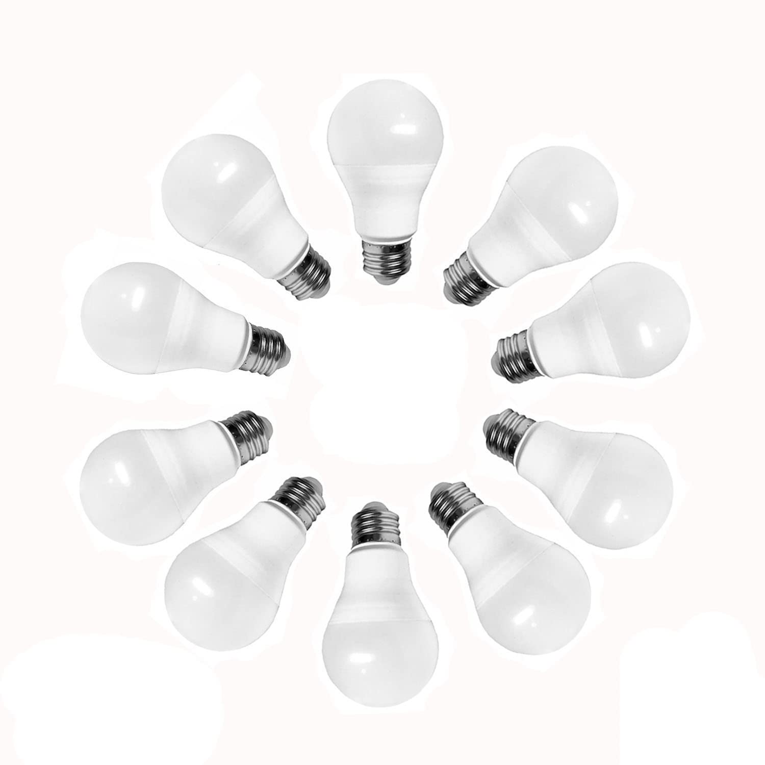 Rysa Light10-Packs A60 E27 LED Bulbs,5000K(Daylight White),9W(60W Incandescent Equivalent),800lm,AC220V-240V,300° Beam Angle