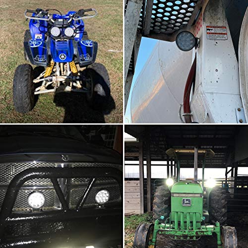 Zmoon Led Round Light Bar 2Pcs 4.5" 140W 14000Lm With Led Wring Harness(10Ft /2 Lead), Flood Light Off Road Fog Driving Light Bar For Jeep,Suv,Truck,Atv,Boat #TOP6