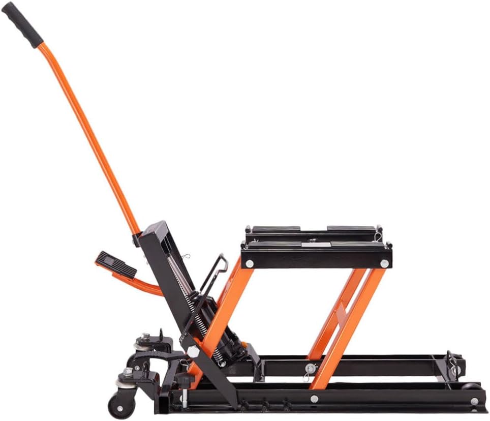 Motorcycle Jack: Hydraulic Motorcycle Lift - 1500 Lbs Capacity Steel ATV Scissor Lifter with 4 Wheels for Dirt Bikes and Motorcycles
