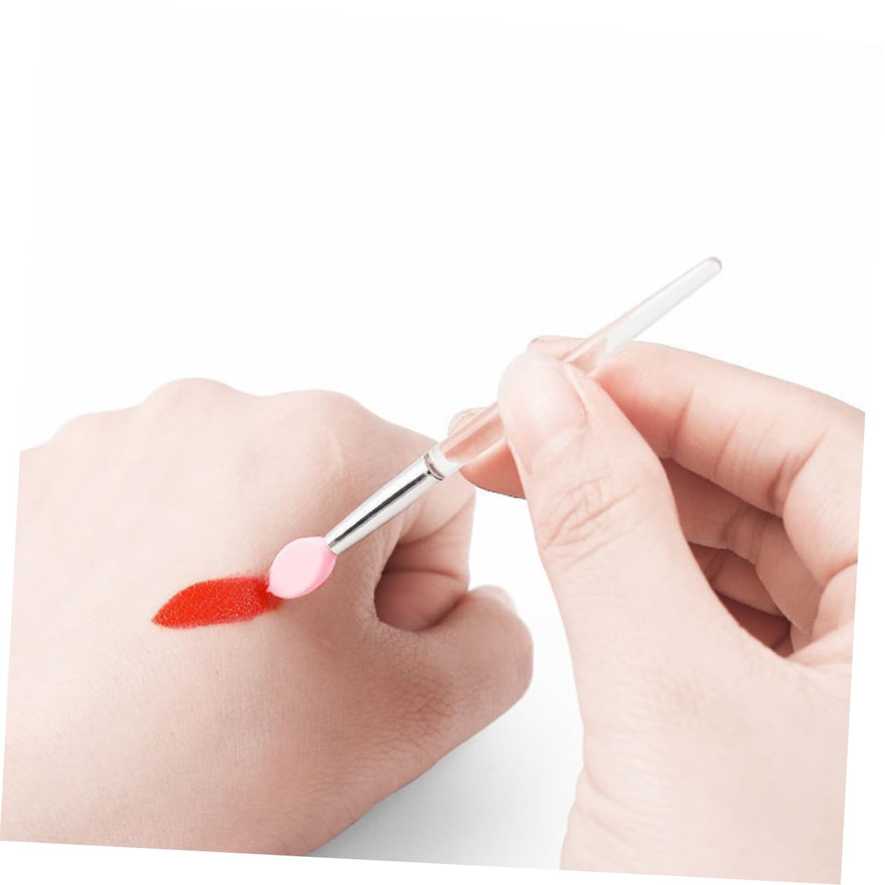 FRCOLOR Travel-ready Silicone Lip Applicators 10pcs Lip Brush Set Lipstick Tester Makeup Brush Ideal for Home Travel Office