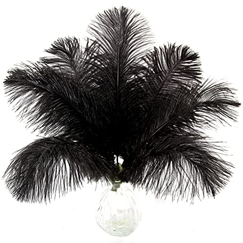 10pcs Natural Black Ostrich Feathers 10-12inch 25-30cm for Wedding Party Centerpieces Easter Home Decorations
