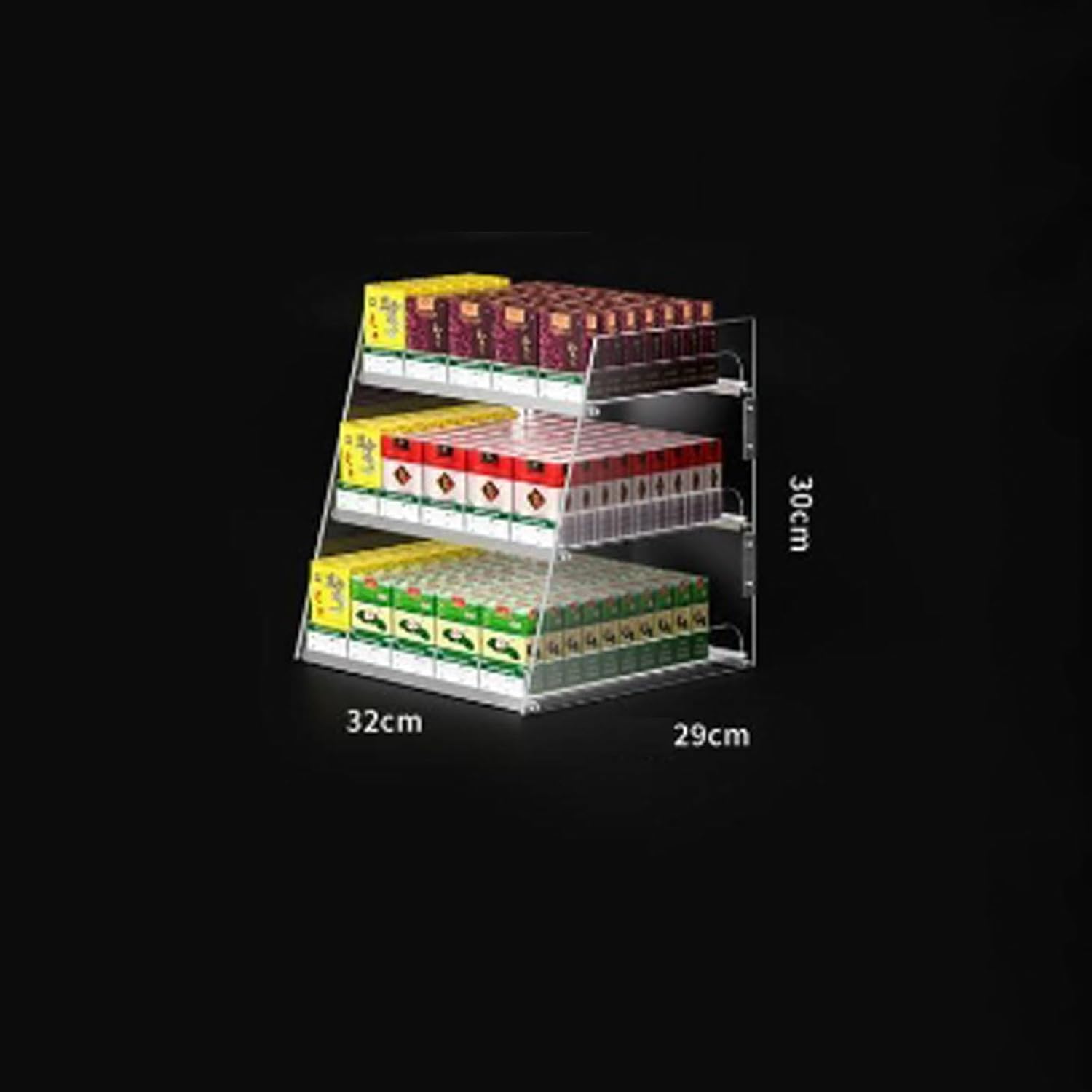 Wall-Mounted Automatic Cigarette Holder Display Case for Retail Stores, Countertop Matchbook Organizer, Convenience Shop Vapes Cabinet (32cm x 29cm x 30cm)