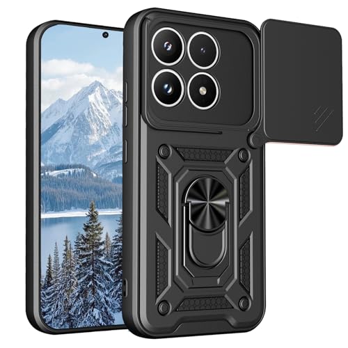 Image of Shockproof Back Case Cover for Xiaomi 17 5G, Shockproof Xiaomi 17 Back Cover, Ring Case with Kickstand and Camera Protection Shutter - Black