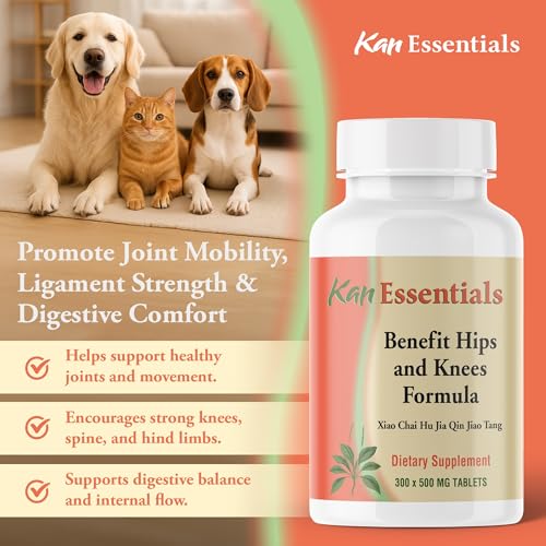 Image of Kan Herb Company Benefit Hips and Knees Formula - Traditional Chinese Herbal Blend for Dogs and Cats to Support Joint Comfort Mobility and Digestive Balance Supplement Tablets for Pets, 300 Tablets