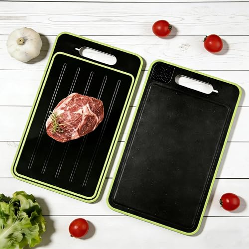 ASOUUNLD 4 in 1 Auftauplatte Schnellauftauplatte Auftaubrett mit Doppelseitigem Schneidebrett...