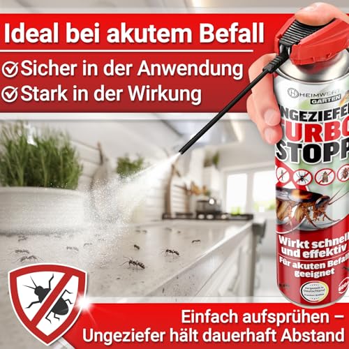HEIMWERT Insektenspray Akut gegen Ungeziefer – Sofortige Wirkung mit Langzeitschutz gegen Ameisen, Mücken, Fliegen, Silberfische, Spinnen uvam - Spray Mittel für Wohnung + Garten 600 ml (600ml)