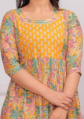 Image of Women's Pure Cotton Floral Printed Maternity Feeding Kurti with Zipper Feeding Dress for Women Feeding Gown