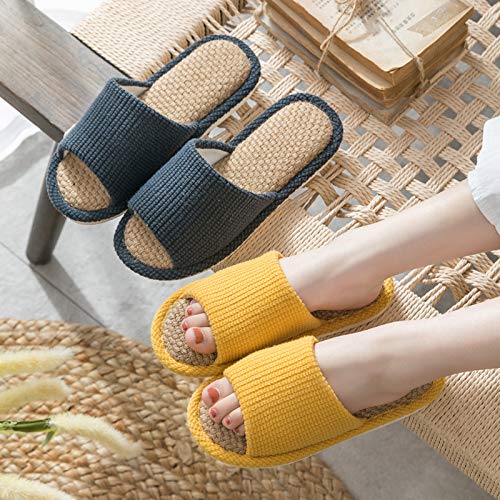 JIFVIK House Slippers for Women and Men - Indoor and Outdoor Cotton Flax, Casual Soft Non-slip Open Toed Mute4